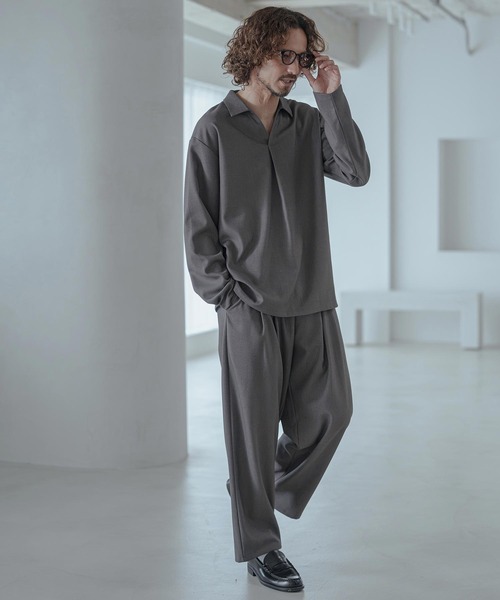Magine(マージン)の「mp15249-Pique Jersey Two-Tuck Wide Straight Easy Pants ワイドストレートイージーパンツ(MGN-263-030)(その他パンツ・メンズ・ブラック/ネイビー/チャコール・44/46/48)」の20枚目の写真