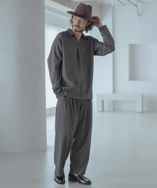 Magine(マージン)の「mp15249-Pique Jersey Two-Tuck Wide Straight Easy Pants ワイドストレートイージーパンツ(MGN-263-030)(その他パンツ・メンズ・ブラック/ネイビー/チャコール・44/46/48)」の21枚目の写真