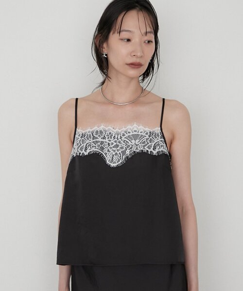 LOUNGEDRESS（ラウンジドレス）の「《セットアップ可/着映え》ショートレースキャミ（シャツ/ブラウス・レディース・ピンク/ブラック/ベージュ・FREE）」の6枚目の写真