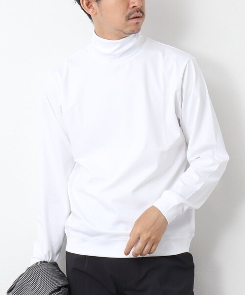 NOLLEY’S（ノーリーズ）の「《ビジカジ対応》シルケットスムース タートルネック ドレスロンT 26AW（Tシャツ/カットソー・メンズ・ホワイト/ライトベージュ/グレー/ダークパープル・S/XL/L/M）」の2枚目の写真