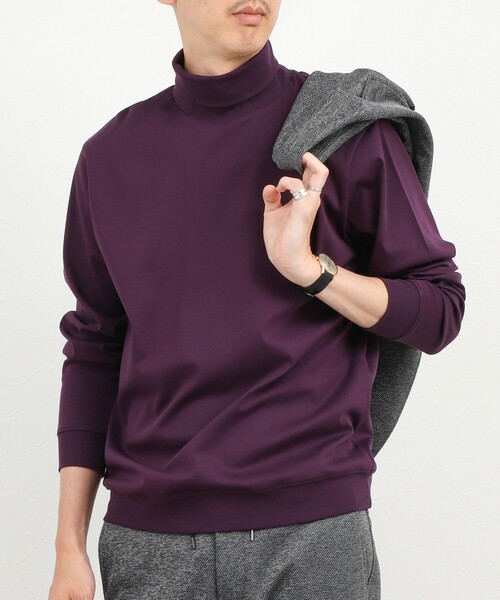 NOLLEY’S（ノーリーズ）の「《ビジカジ対応》シルケットスムース タートルネック ドレスロンT 26AW（Tシャツ/カットソー・メンズ・ホワイト/ライトベージュ/グレー/ダークパープル・S/XL/L/M）」の4枚目の写真