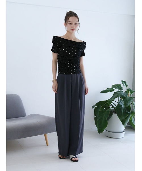 fifth(フィフス)の「ニュアンスギャザードット2wayカットソー(Tシャツ/カットソー・レディース・ホワイト/ブルー/ブラック・M)」の5枚目の写真