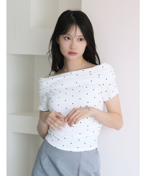 fifth(フィフス)の「ニュアンスギャザードット2wayカットソー(Tシャツ/カットソー・レディース・ホワイト/ブルー/ブラック・M)」の21枚目の写真