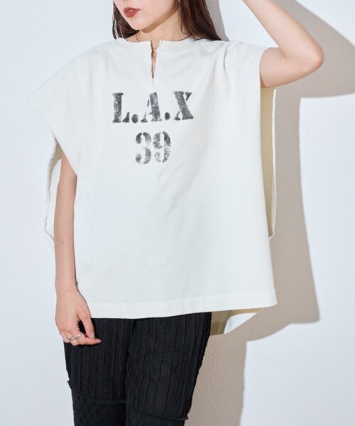 etsinta(エシンタ)の「【etsinta】カレッジレイヤードノースリtee(Tシャツ/カットソー・レディース・ライトグレー/オフホワイト・ONE SIZE)」の4枚目の写真