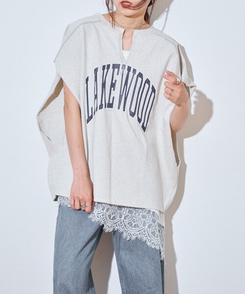 etsinta(エシンタ)の「【etsinta】カレッジレイヤードノースリtee(Tシャツ/カットソー・レディース・ライトグレー/オフホワイト・ONE SIZE)」の11枚目の写真