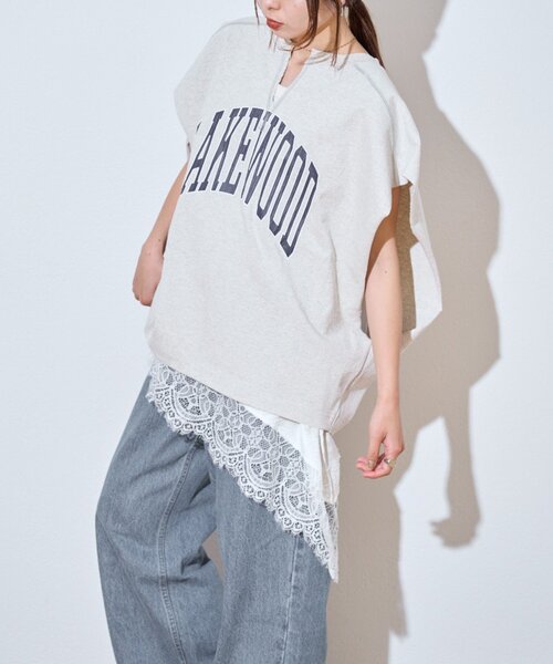 etsinta(エシンタ)の「【etsinta】カレッジレイヤードノースリtee(Tシャツ/カットソー・レディース・ライトグレー/オフホワイト・ONE SIZE)」の12枚目の写真