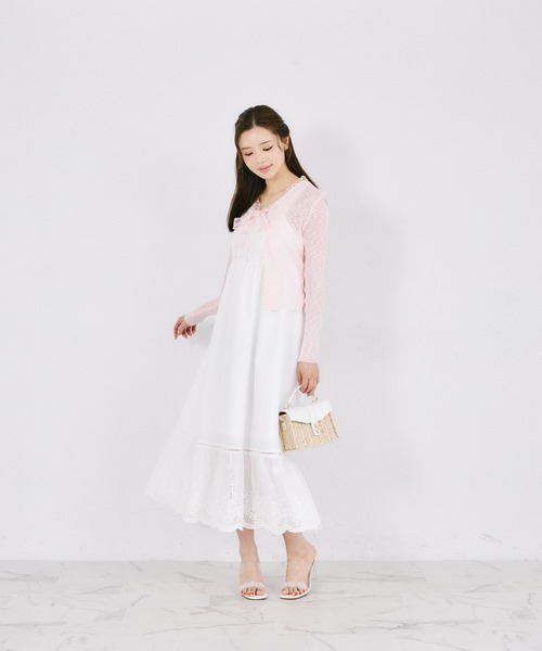 tocco closet(トッコ クローゼット)の「【ZOZO限定】レースリボンシアーニットカーディガン(カーディガン/ボレロ・レディース・ピンク/ホワイト/ブラック・M)」の16枚目の写真