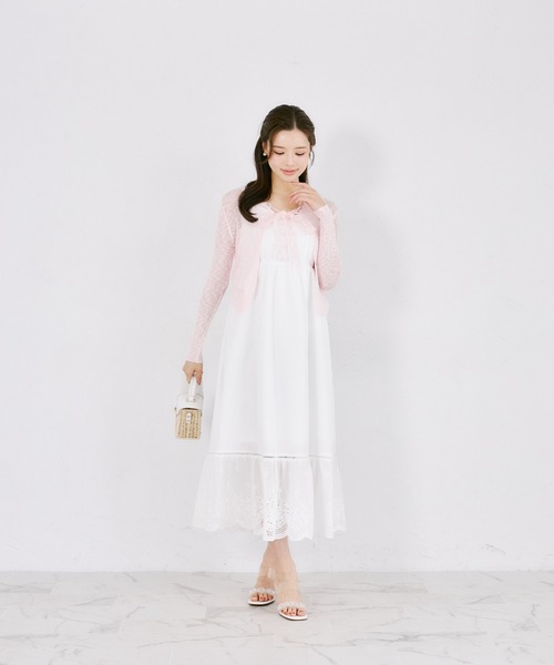 tocco closet(トッコ クローゼット)の「【ZOZO限定】レースリボンシアーニットカーディガン(カーディガン/ボレロ・レディース・ピンク/ホワイト/ブラック・M)」の17枚目の写真