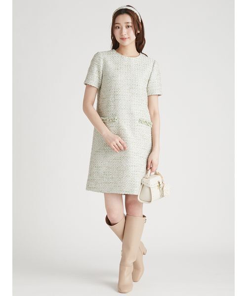 CELFORD(セルフォード)の「【セットアップ対応】ツイードミニワンピース(ワンピース・レディース・ブラック/ピンク/グリーン・36/38)」の4枚目の写真