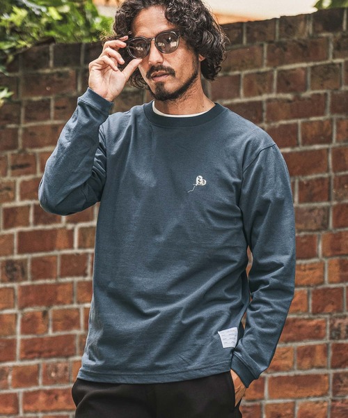 wjk reluxe(ダブルジェーケーリラックス)の「mlt5794- Heart Embroidered Long Sleeve T Shirt ロングスリーブTシャツ(WR26W-31)(Tシャツ/カットソー・メンズ・ホワイト/インディゴブルー/ブラック・XL/L/M/S)」の4枚目の写真