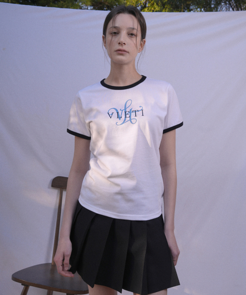 VLETI(ブレッティ)の「Logo Artwork Ringer T-shirt (white)(Tシャツ/カットソー・レディース・ホワイト・FREE)」の1枚目の写真