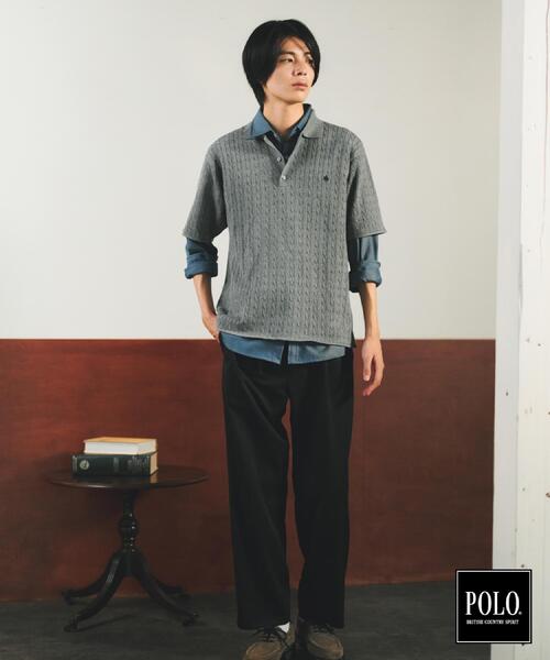 POLO BCS（ポロ ビーシーエス）の「POLO BCS/ケーブルニットポロ（ニット/セーター・メンズ・ネイビー/チャコールグレー・03/02）」の3枚目の写真
