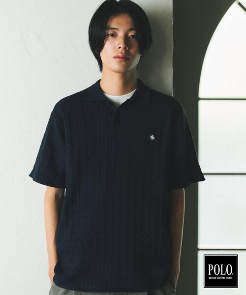 POLO BCS（ポロ ビーシーエス）の「POLO BCS/ケーブルニットポロ（ニット/セーター・メンズ・ネイビー/チャコールグレー・03/02）」の4枚目の写真