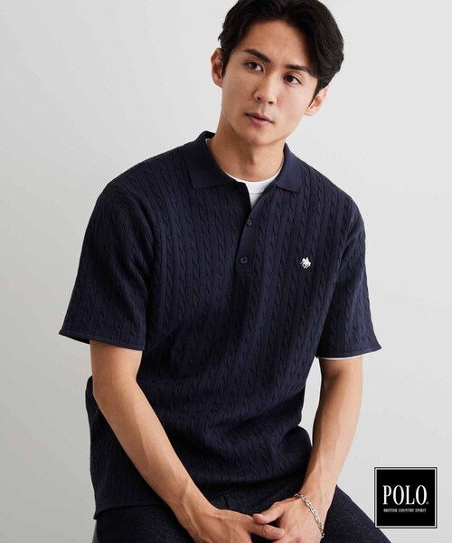 POLO BCS（ポロ ビーシーエス）の「POLO BCS/ケーブルニットポロ（ニット/セーター・メンズ・ネイビー/チャコールグレー・03/02）」の6枚目の写真