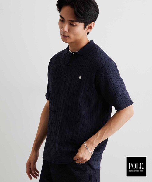 POLO BCS（ポロ ビーシーエス）の「POLO BCS/ケーブルニットポロ（ニット/セーター・メンズ・ネイビー/チャコールグレー・03/02）」の7枚目の写真