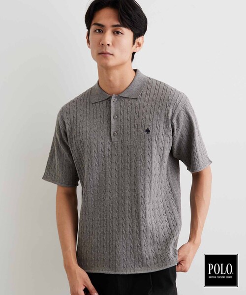 POLO BCS（ポロ ビーシーエス）の「POLO BCS/ケーブルニットポロ（ニット/セーター・メンズ・ネイビー/チャコールグレー・03/02）」の10枚目の写真