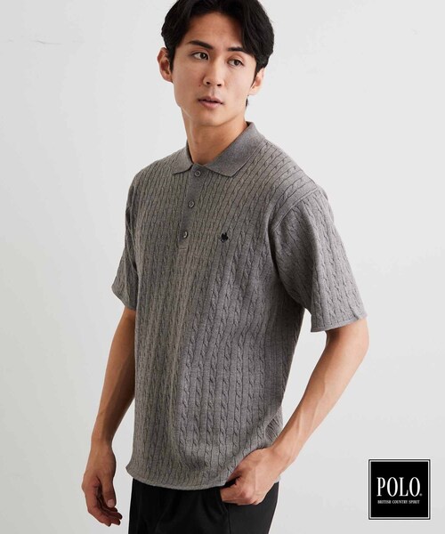 POLO BCS（ポロ ビーシーエス）の「POLO BCS/ケーブルニットポロ（ニット/セーター・メンズ・ネイビー/チャコールグレー・03/02）」の11枚目の写真