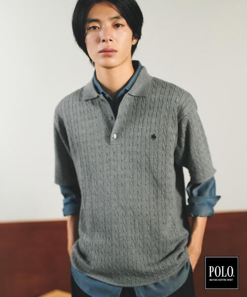 POLO BCS（ポロ ビーシーエス）の「POLO BCS/ケーブルニットポロ（ニット/セーター・メンズ・ネイビー/チャコールグレー・03/02）」の2枚目の写真