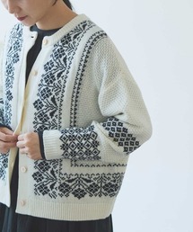 W/Ny jacquard knit cardigan