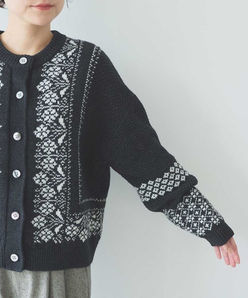 yuni(ユニ )の「W/Ny jacquard knit cardigan(ニット/セーター・レディース・ホワイト/チャコールグレー・FREE)」の14枚目の写真