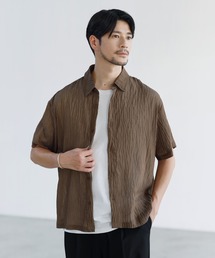 リネンカシミヤミックス半袖ワッシャーシャツ