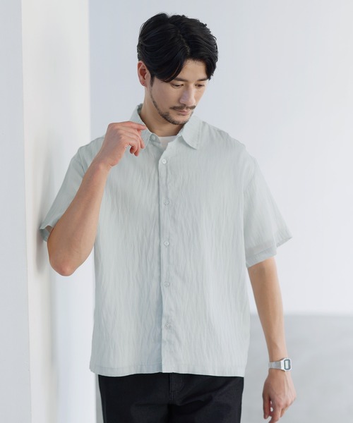 ✨️45R✨️ リネン 半袖ブラウス キナリ　¥50,600 リネンカシミヤミックス半袖ワッシャーシャツ（シャツ/ブラウス）｜LIL