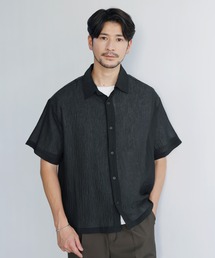リネンカシミヤミックス半袖ワッシャーシャツ