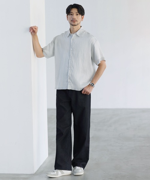 LIL VENDARS(リルヴェンダース)の「リネンカシミヤミックス半袖ワッシャーシャツ(シャツ/ブラウス・メンズ・グレー/ブラウン/チャコール・L/M/S)」の8枚目の写真
