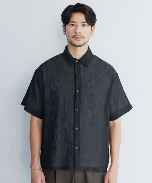 LIL VENDARS(リルヴェンダース)の「リネンカシミヤミックス半袖ワッシャーシャツ(シャツ/ブラウス・メンズ・グレー/ブラウン/チャコール・L/M/S)」の15枚目の写真
