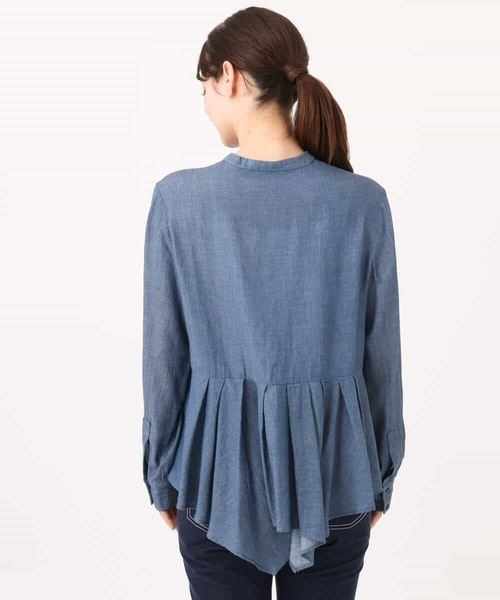 MK MICHEL KLEIN（エムケーミッシェルクラン）の「[洗える]シアーデニムイレヘムブラウス（シャツ/ブラウス・レディース・ライトブルー/ネイビー・38）」の18枚目の写真