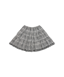 SHIRRING CHECK MINI SKIRT [BLACK]