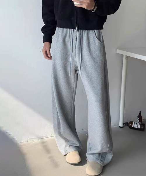 WESTBOY(ウエストボーイ)の「Y2K サイドライン オーバーサイズ ワイドスウェットパンツ WO26W7PT02(スウェットパンツ・メンズ・ブラック/グレー・L/M/XL)」の3枚目の写真