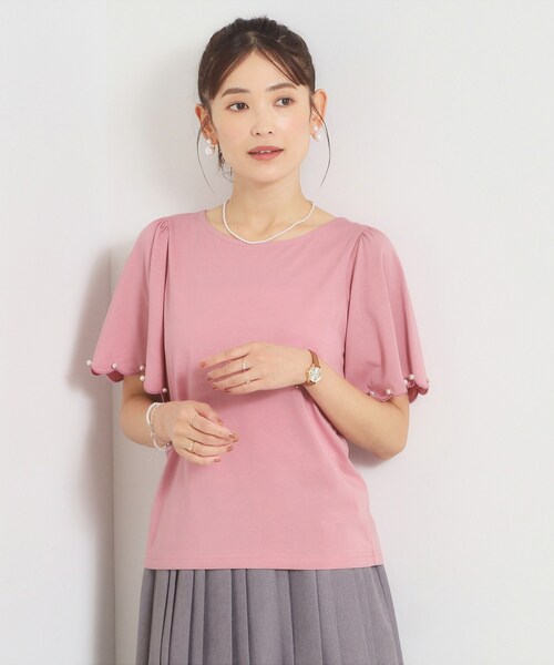 ITS'DEMO(イッツデモ)の「【冷感】袖スカラップカットプルオーバー(Tシャツ/カットソー・レディース・ブラック/オフホワイト/ベビーピンク・00)」の3枚目の写真