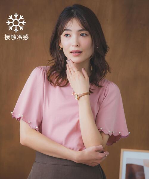 ITS'DEMO(イッツデモ)の「【冷感】袖スカラップカットプルオーバー(Tシャツ/カットソー・レディース・ブラック/オフホワイト/ベビーピンク・00)」の9枚目の写真