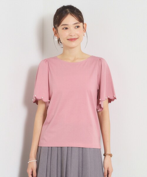 ITS'DEMO(イッツデモ)の「【冷感】袖スカラップカットプルオーバー(Tシャツ/カットソー・レディース・ブラック/オフホワイト/ベビーピンク・00)」の15枚目の写真