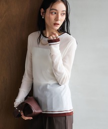 CROSS FUNCTION（クロスファンクション）の「《吸水速乾》シアーチュール配色トップス【CROSS FUNCTION クロスファンクション】（Tシャツ/カットソー）」