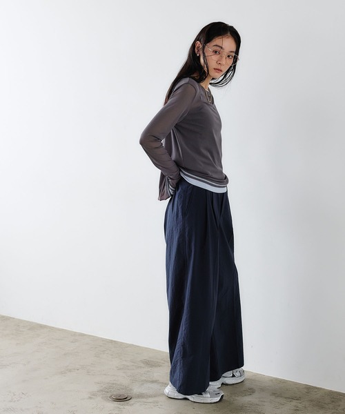 CROSS FUNCTION(クロスファンクション)の「《吸水速乾》シアーチュール配色トップス【CROSS FUNCTION/クロスファンクション】(Tシャツ/カットソー・レディース・チャコールグレー/ブラック/ピンク/アイボリー・LL/M/L)」の17枚目の写真
