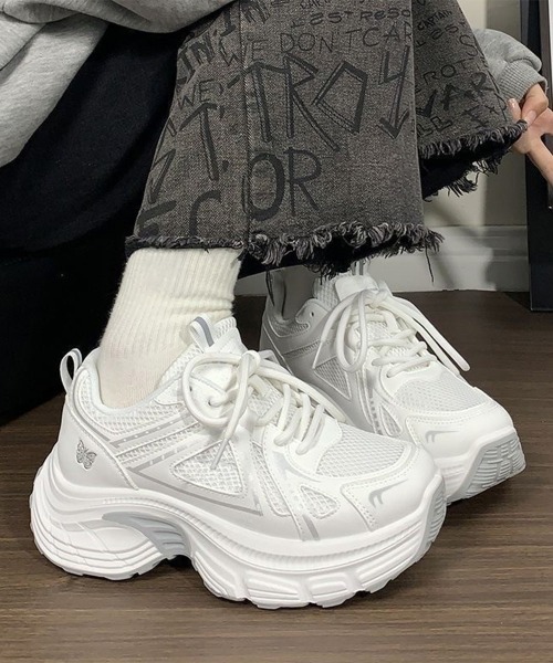 Miniministore(ミニミニストア)の「厚底スニーカー レディース ボリューム(スニーカー・レディース・ネイビー/ホワイト・22.5cm/23.0cm/23.5cm/24.0cm/24.5cm/25.0cm)」の2枚目の写真