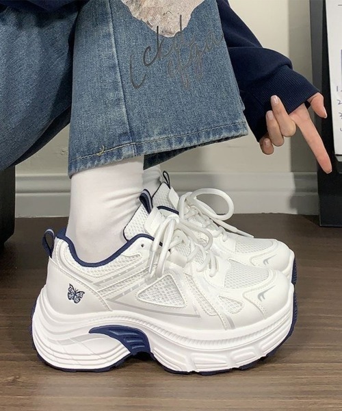 Miniministore(ミニミニストア)の「厚底スニーカー レディース ボリューム(スニーカー・レディース・ネイビー/ホワイト・22.5cm/23.0cm/23.5cm/24.0cm/24.5cm/25.0cm)」の3枚目の写真
