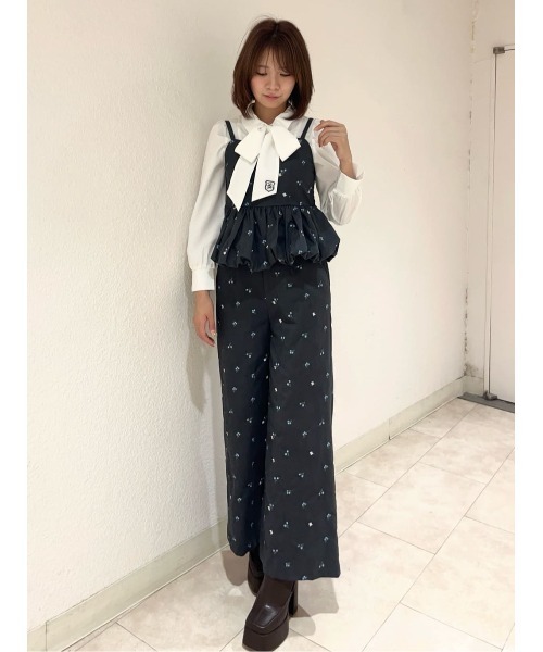 REDYAZEL(レディアゼル)の「【Fleur monogram Series】フルールモノグラムエンブロイダリーバルーンペプラムビスチェ(キャミソール・レディース・ベージュ/ネイビー/ライトグレー・FREE)」の18枚目の写真