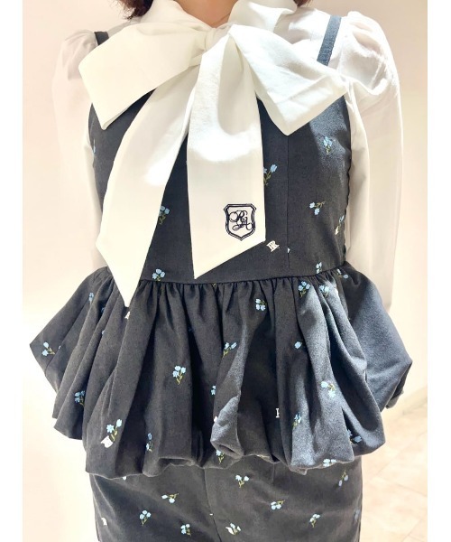 REDYAZEL(レディアゼル)の「【Fleur monogram Series】フルールモノグラムエンブロイダリーバルーンペプラムビスチェ(キャミソール・レディース・ベージュ/ネイビー/ライトグレー・FREE)」の21枚目の写真