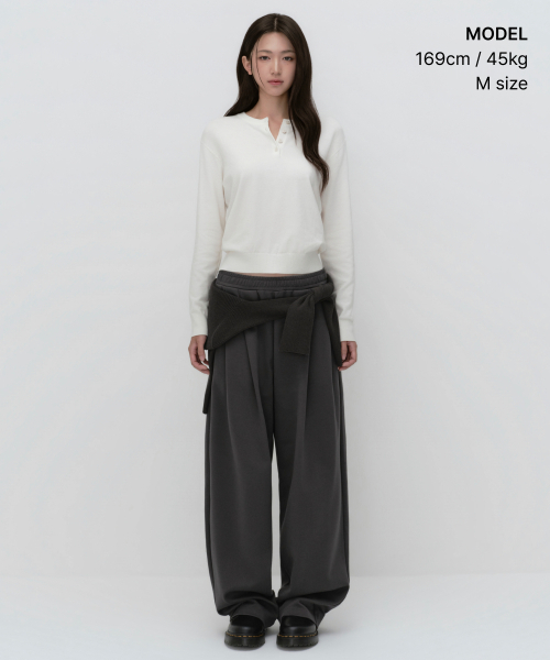 MUSINSA STANDARD WOMAN（ムシンサスタンダードウーマン）の「ウィメンズダブルニットツーピンタックワイドラウンジスウェットパンツ[ガンメタル]（スウェットパンツ・レディース・その他・LARGE/X-SMALL/SMALL/MEDIUM）」の2枚目の写真