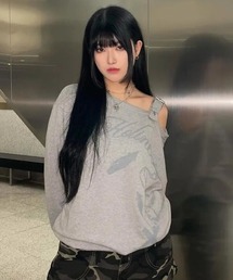 ◇FANCYCLUB◇ブランド直輸入正規品/ワンショルダー バックル スウェットシャツ ONE-SHOULDER BUCKLE SWEATSHIRT