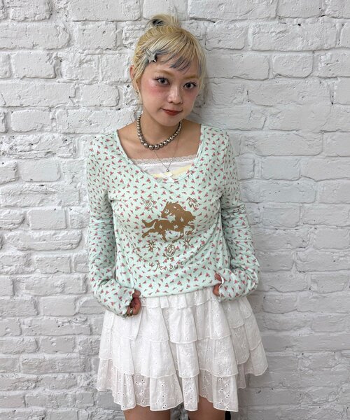 CIAOPANIC（チャオパニック）の「ホースプリント花柄ロンTee（Tシャツ/カットソー・レディース・ピンク/ブルー/ミント・ONE SIZE）」の22枚目の写真