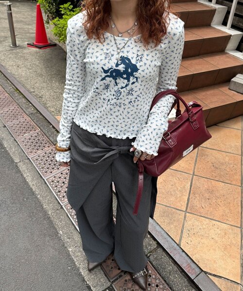CIAOPANIC（チャオパニック）の「ホースプリント花柄ロンTee（Tシャツ/カットソー・レディース・ピンク/ブルー/ミント・ONE SIZE）」の9枚目の写真