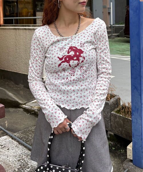CIAOPANIC（チャオパニック）の「ホースプリント花柄ロンTee（Tシャツ/カットソー・レディース・ピンク/ブルー/ミント・ONE SIZE）」の19枚目の写真