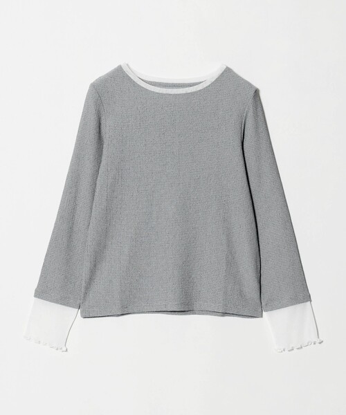 A DAY IN THE LIFE UNITED ARROWS(アデイインザライフユナイテッドアローズ)の「シャーリング レイヤード ボートネックカットソー <A DAY IN THE LIFE>(Tシャツ/カットソー・レディース・グレー系/ナチュラル/ネイビー・FREE)」の1枚目の写真