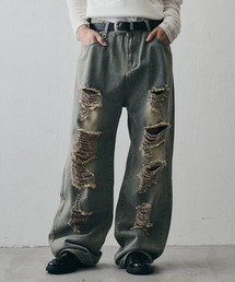Vintage-Faded Distressed Baggy Jeans / ヴィンテージフェード ダメージバギーデニムパンツ