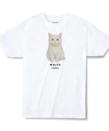 Moftique(モフティック) エントリーモデル 半袖Tシャツ アニマル 白猫 キャット ペット インクジェットプリント 褪せ感 4.0オンス 薄手 トップス カットソー 夏 カジュアル メンズ レディース ユニセックス