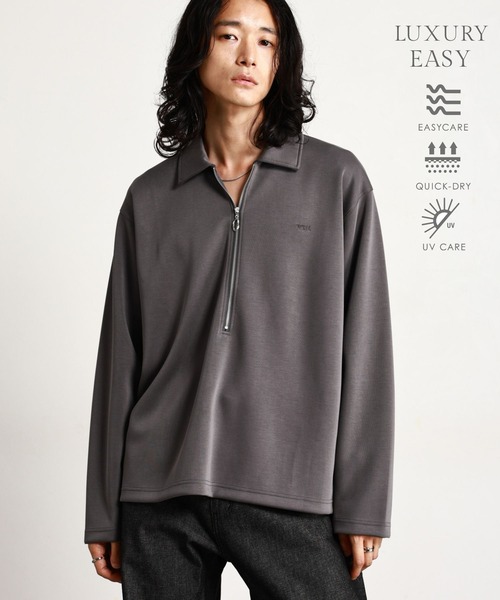 RAGEBLUE（レイジブルー）の「【LUXURY＋EASY】ONE POINT EMBROIDERY HALF ZIP SWEATS/ラグイージーワンポイント刺繍ハーフジップLS（スウェット・メンズ・パープル/ブラック/グレー・MEDIUM/LARGE）」の3枚目の写真